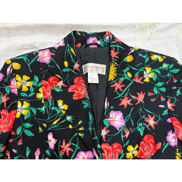 Saks Fifth Avenue Collection Floral Cotton Blazer Women’s 8 Made in Germany - Picture 4 of 12